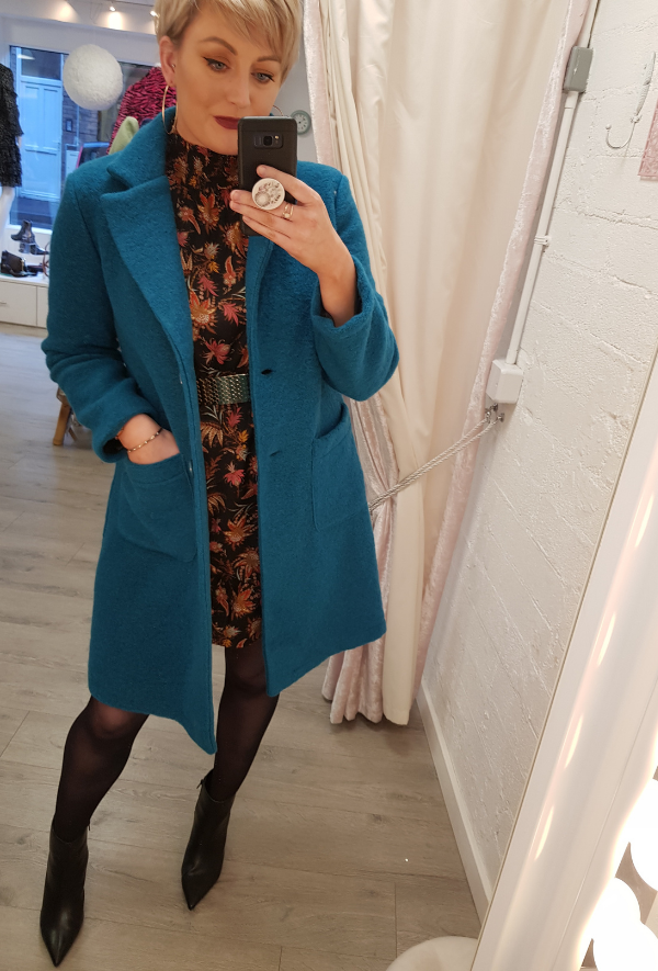 Wool Longline Coat in Teal Clothing Coats & Jackets