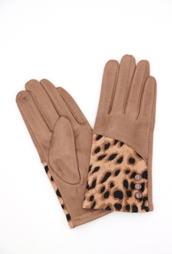 Touchscreen gloves in Beige Leopard Print Accessories