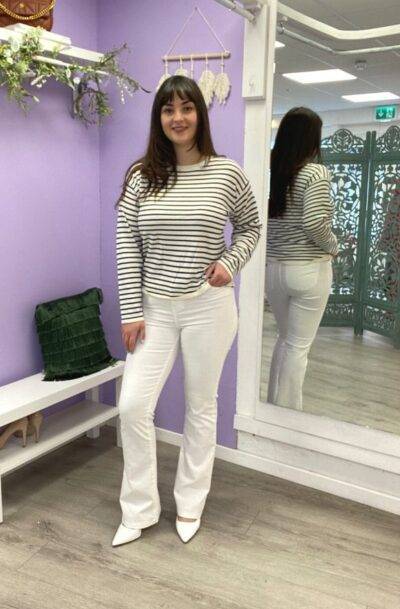 Skinny Flares in White New Arrivals Clothing Bottoms