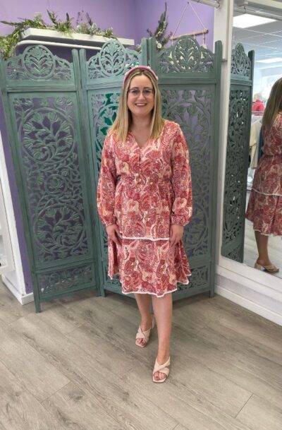 Lara Pink Paisley Dress New Arrivals Clothing Dresses