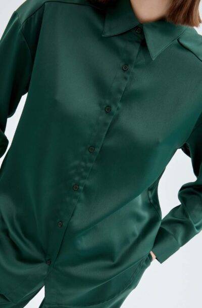 Green Satin Shirt New Arrivals Clothing Tops