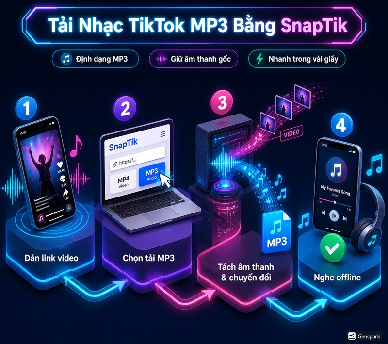 Tính năng chuyển đổi video TikTok sang MP3 trên SnapTik